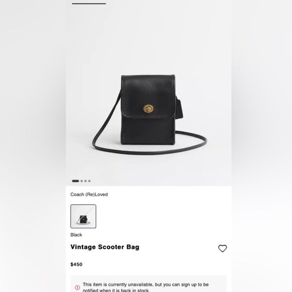 Coach Vintage Scooter Black Leather Crossbody Bag - Picture 6 of 8